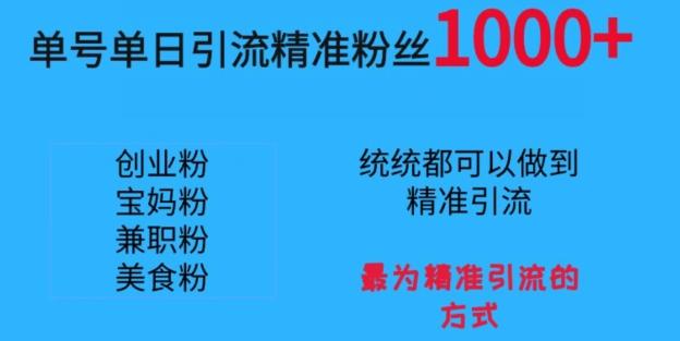 单号单日引流精准粉丝1000+，最为精准引流的方式-轻创网