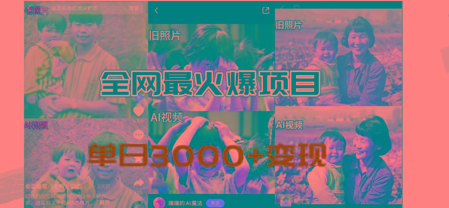 全网爆火的AI让老照片动起来教程，蹭热点日赚3000+，内含免费工具一键…-轻创网