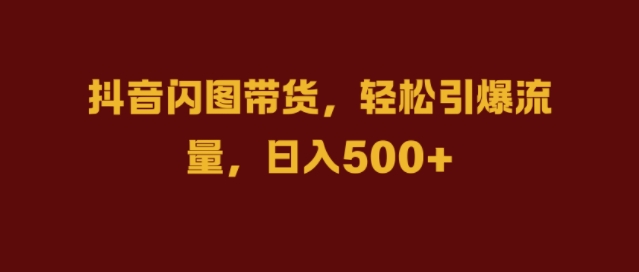 抖音闪图带货，轻松引爆流量，日入几张【揭秘】-轻创网