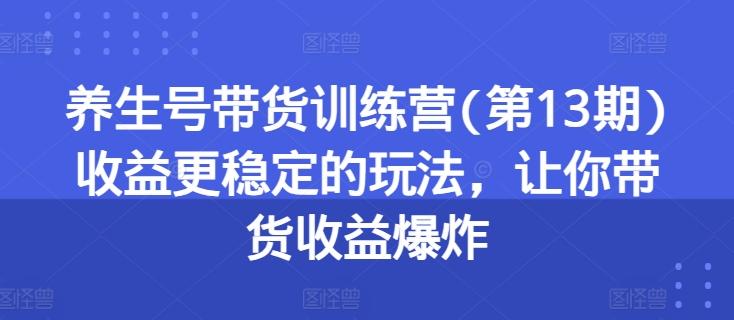 养生号带货训练营(第13期)收益更稳定的玩法，让你带货收益爆炸-轻创网