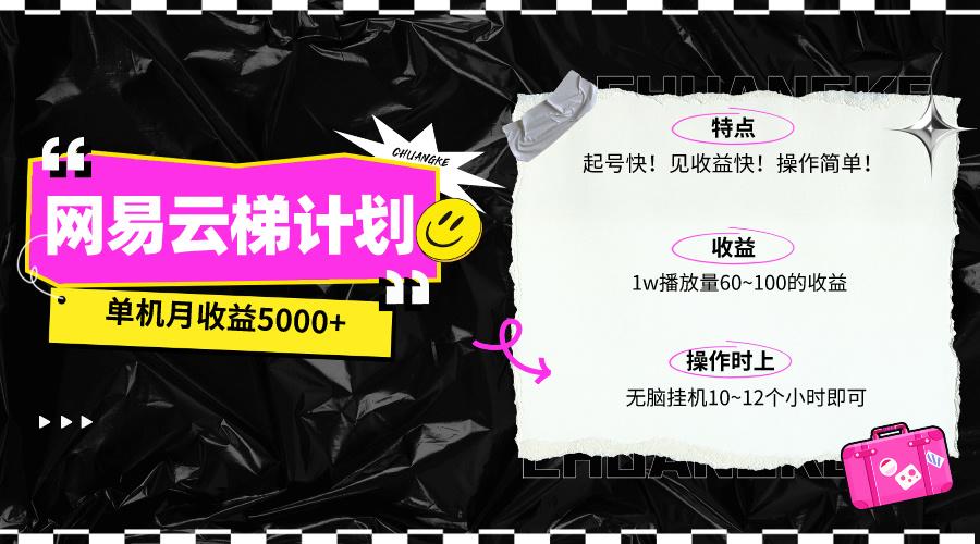 (10063期)最新网易云梯计划网页版，单机月收益5000+！可放大操作-轻创网
