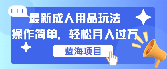 最新成人用品项目玩法，操作简单，动动手，轻松日入几张【揭秘】-轻创网