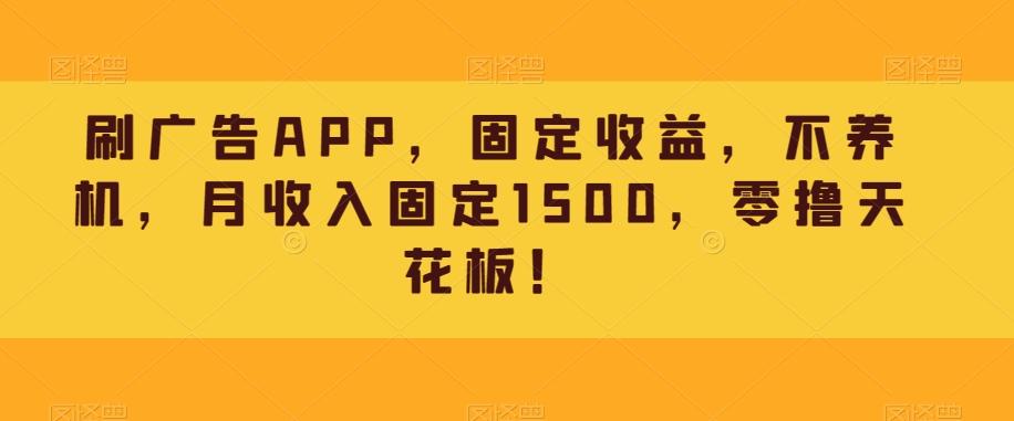 刷广告APP，固定收益，不养机，月收入固定1500，零撸天花板！-轻创网