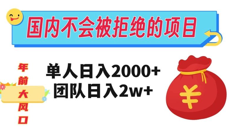 在国内不怕被拒绝的项目，单人日入2000，团队日入20000+【揭秘】-轻创网