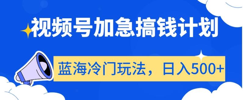 视频号加急搞钱计划，蓝海冷门玩法，日入500+【揭秘】-轻创网