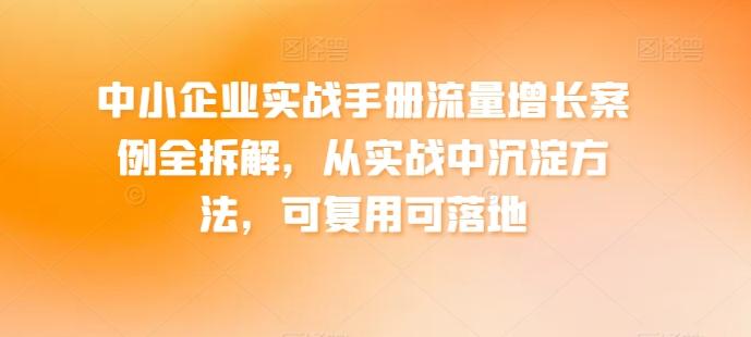 中小企业实战手册流量增长案例全拆解，从实战中沉淀方法，可复用可落地-轻创网