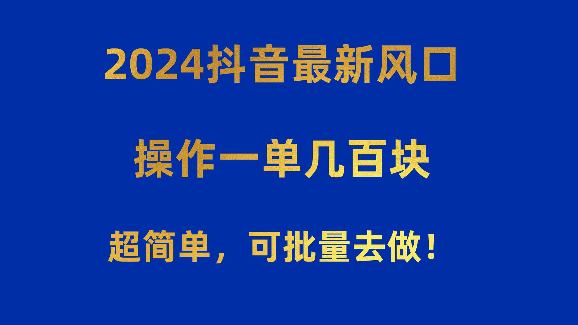 2024抖音最新风口！操作一单几百块！超简单，可批量去做！！！-轻创网
