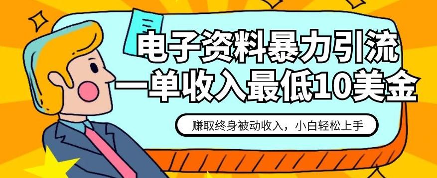 电子资料暴力引流，一单最低10美金，赚取终身被动收入，保姆级教程【揭秘】-轻创网