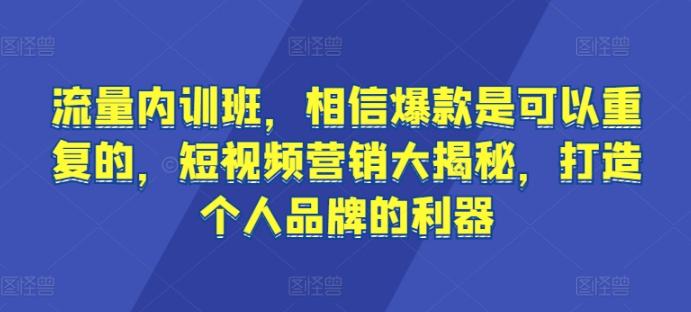 流量内训班，相信爆款是可以重复的，短视频营销大揭秘，打造个人品牌的利器-轻创网