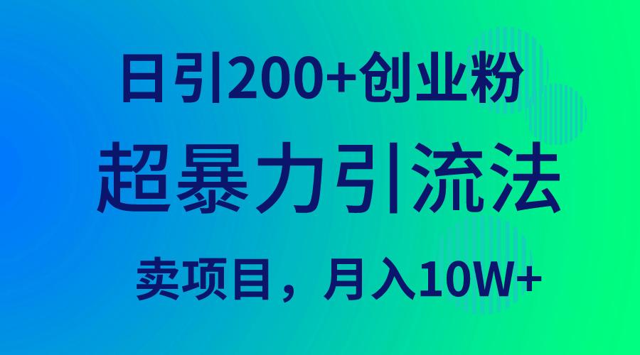 (9654期)超暴力引流法，日引200+创业粉，卖项目月入10W+-轻创网