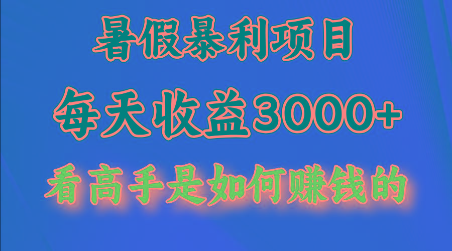 暑假暴利项目，每天收益3000+ 努努力能达到5000+，暑假大流量来了-轻创网