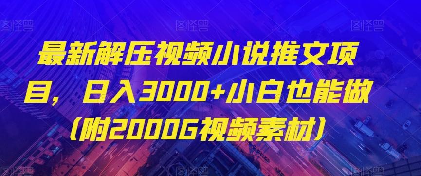 最新解压视频小说推文项目，日入3000+小白也能做（附2000G视频素材）【揭秘】-轻创网