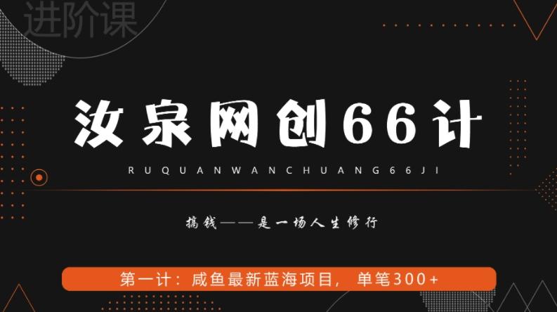 汝泉网创66计之第1计：闲鱼长期稳定项目，单笔变现300+-轻创网