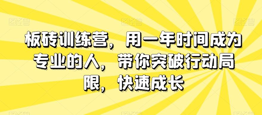 板砖训练营，用一年时间成为专业的人，带你突破行动局限，快速成长-轻创网