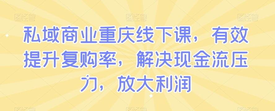 私域商业重庆线下课，有效提升复购率，解决现金流压力，放大利润-轻创网