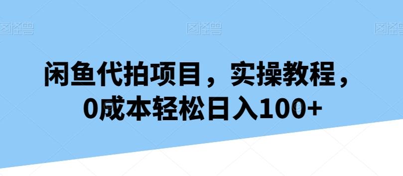 闲鱼代拍项目，实操教程，0成本轻松日入100+-轻创网