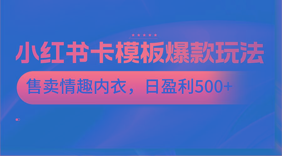 小红书卡模板爆款玩法，售卖情趣内衣，日盈利500+-轻创网