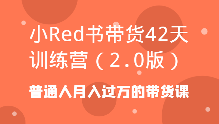 小Red书带货42天训练营(2.0版)普通人月入过万的带货课-轻创网