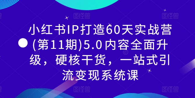 小红书IP打造60天实战营(第11期)5.0​内容全面升级，硬核干货，一站式引流变现系统课-轻创网