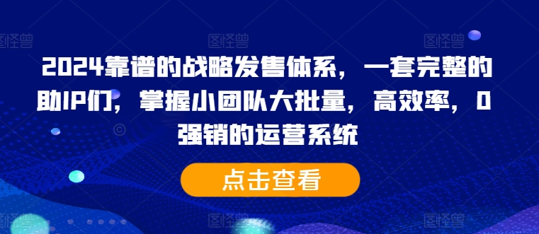 2024靠谱的战略发售体系，一套完整的助IP们，掌握小团队大批量，高效率，0 强销的运营系统-轻创网