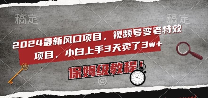 2024最新风口项目，视频号变老特效项目，电脑小白上手3天卖了3w+，保姆级教程【揭秘】-轻创网