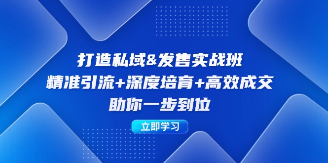 打造私域&发售实操班：精准引流+深度培育+高效成交，助你一步到位-轻创网