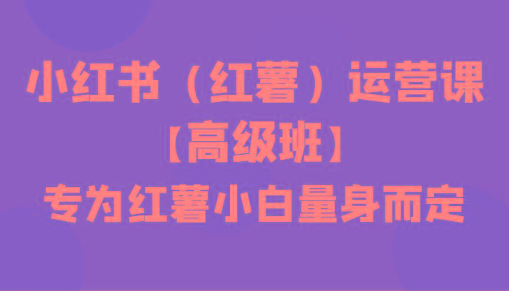 小红书(红薯)运营课【高级班】，专为红薯小白量身而定(42节课)-轻创网