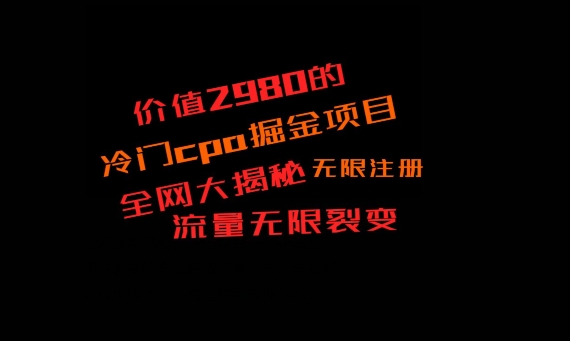 价值2980的CPA掘金项目大揭秘，号称当天收益200+，不见收益包赔双倍-轻创网