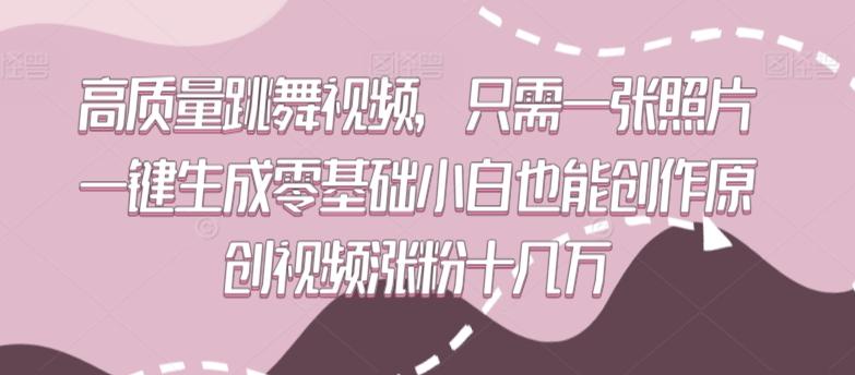 高质量跳舞视频，只需一张照片一键生成零基础小白也能创作原创视频涨粉十几万【揭秘】-轻创网