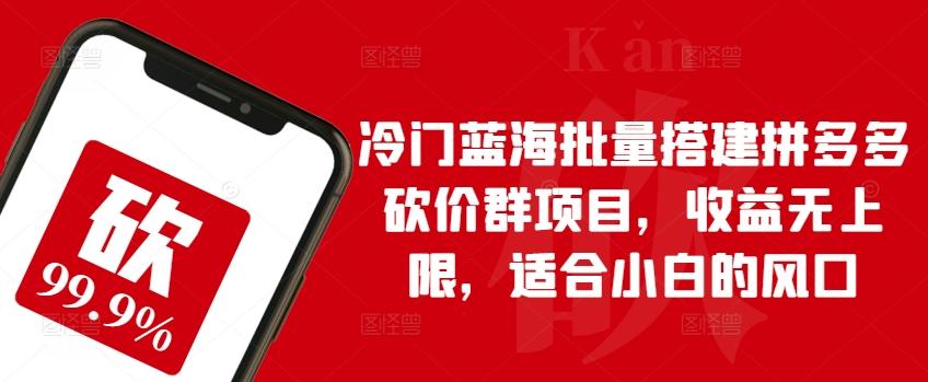 冷门蓝海批量搭建拼多多砍价群项目，收益无上限，适合小白的风口【揭秘】-轻创网