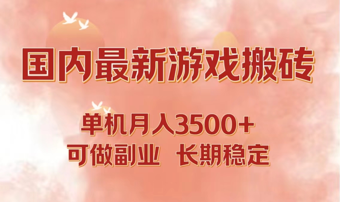 国内最新游戏打金搬砖，单机月入3500+可做副业 长期稳定-轻创网
