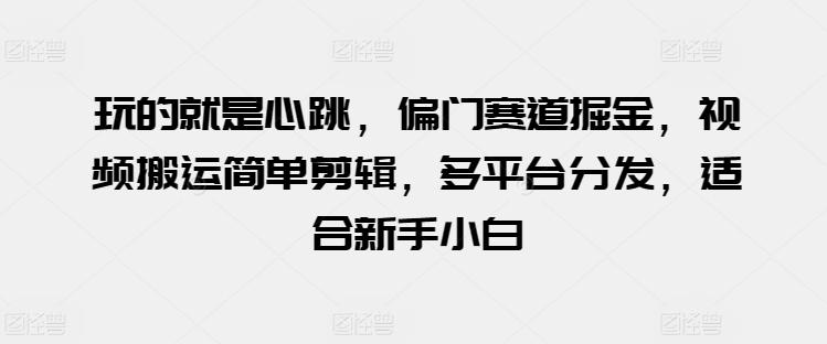 玩的就是心跳，偏门赛道掘金，视频搬运简单剪辑，多平台分发，适合新手小白【揭秘】-轻创网