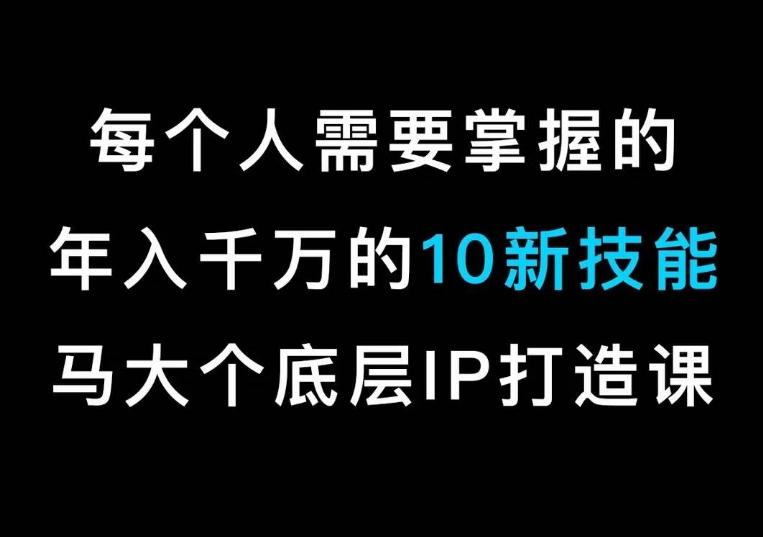 马大个的IP底层逻辑课，​每个人需要掌握的年入千万的10新技能，约会底层IP打造方法！-轻创网