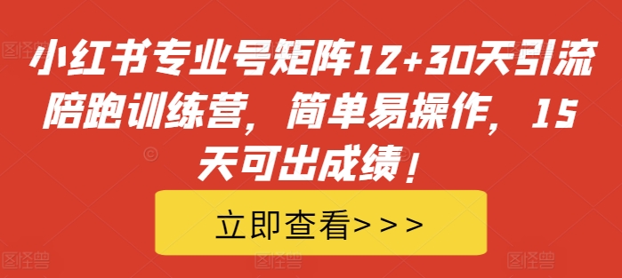 小红书专业号矩阵12+30天引流陪跑训练营，简单易操作，15天可出成绩!-轻创网