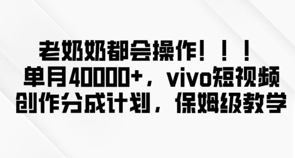 老奶奶都会操作，新平台无脑操作，单月40000+，vivo短视频创作分成计划【揭秘】-轻创网