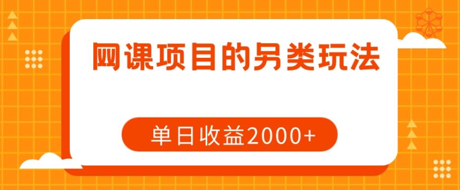网课项目的另类玩法，单日收益2000+【揭秘】-轻创网