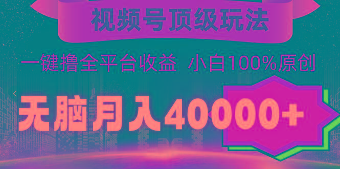 (9281期)视频号顶级玩法，无脑月入40000+，一键撸全平台收益，纯小白也能100%原创-轻创网