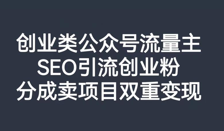 创业类公众号流量主，SEO引流创业粉，分成卖项目双重变现【揭秘】-轻创网