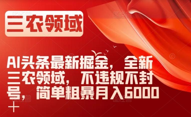 AI头条最新掘金，全新三农领域，不违规不封号，简单粗暴月入6000＋【揭秘】-轻创网