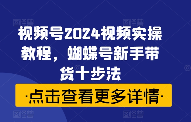 视频号2024视频实操教程，蝴蝶号新手带货十步法-轻创网