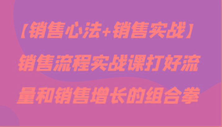 【销售心法+销售实战】销售流程实战课打好流量和销售增长的组合拳-轻创网