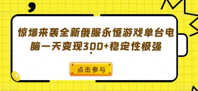惊爆来袭全新俄服永恒游戏单台电脑一天变现300+稳定性极强-轻创网