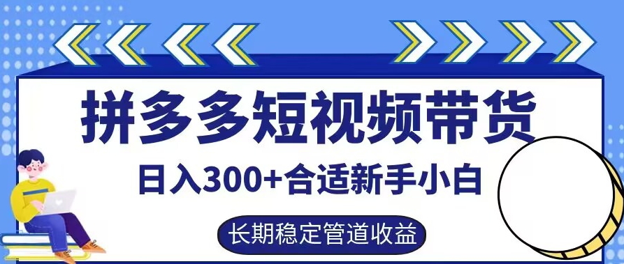 拼多多短视频带货日入300+有长期稳定被动收益，合适新手小白【揭秘】-轻创网