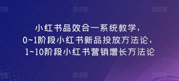 小红书品效合一系统教学，​0~1阶段小红书新品投放方法论，​1~10阶段小红书营销增长方法论-轻创网