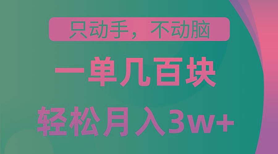 只动手不动脑，一单几百块，轻松月入3w+，看完就能直接操作，详细教程-轻创网