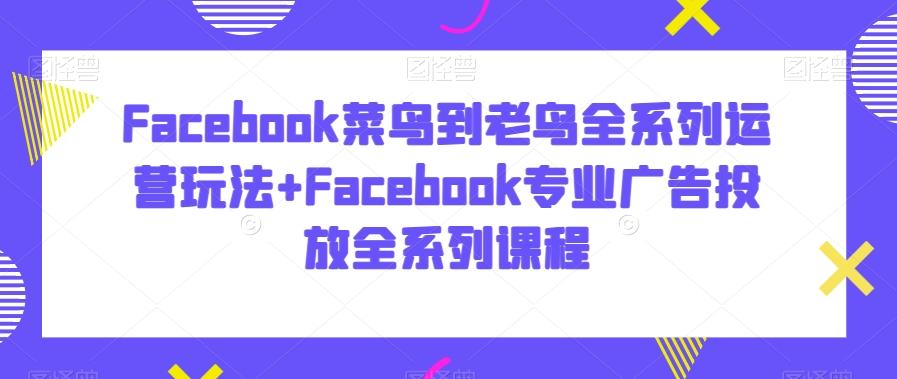 Facebook菜鸟到老鸟全系列运营玩法+Facebook专业广告投放全系列课程-轻创网