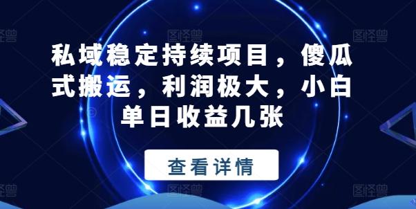 私域稳定持续项目，傻瓜式搬运，利润极大，小白单日收益几张【揭秘】-轻创网