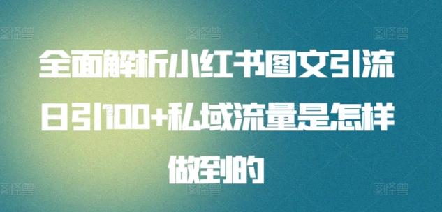 全面解析小红书图文引流日引100+私域流量是怎样做到的【揭秘】-轻创网