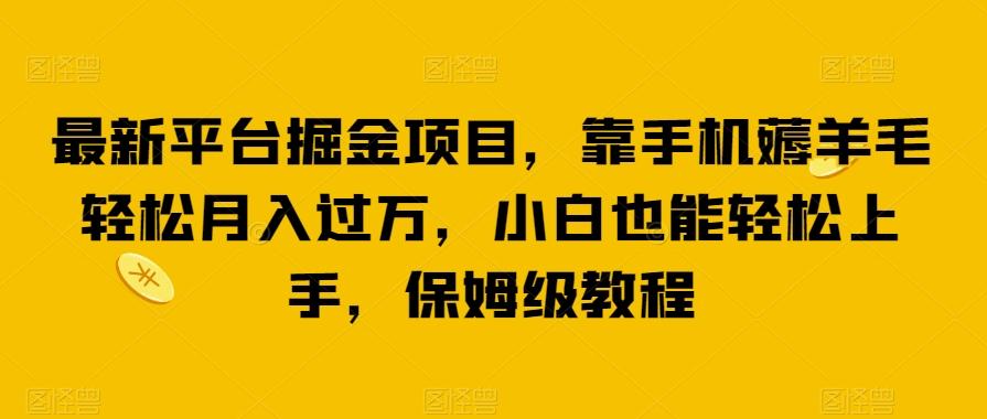 最新平台掘金项目，靠手机薅羊毛轻松月入过万，小白也能轻松上手，保姆级教程【揭秘】-轻创网