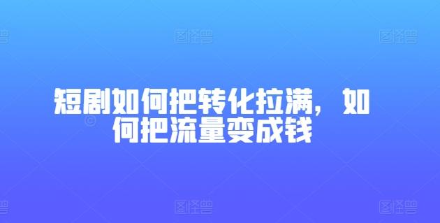 短剧如何把转化拉满，如何把流量变成钱-轻创网